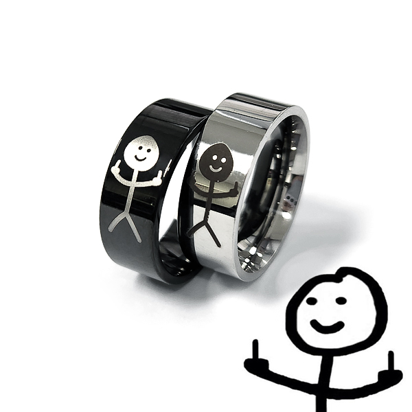 크로퍼드 중지 졸라맨 유니크 반지 티타늄스틸 풕유 커플링 우정 가족반지